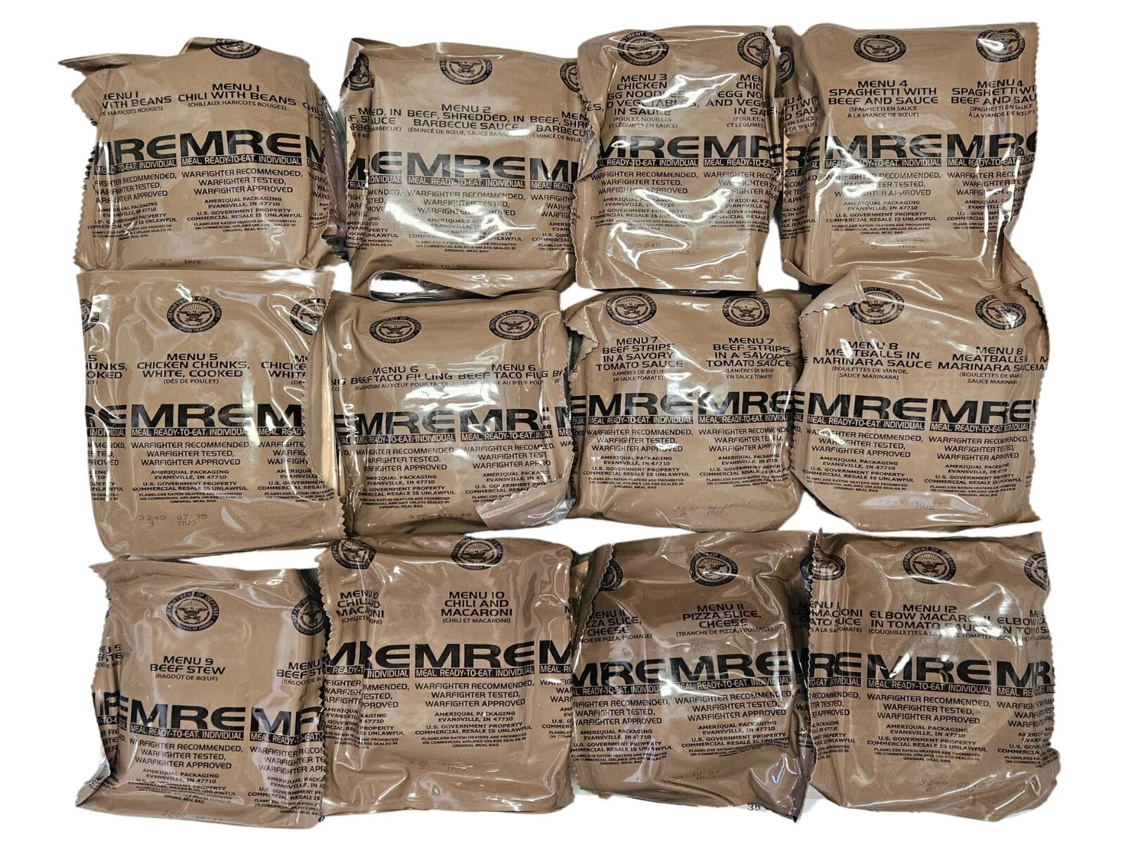Military Meals Ready To Eat MRE 2026 Inspection Dates 4 Pack