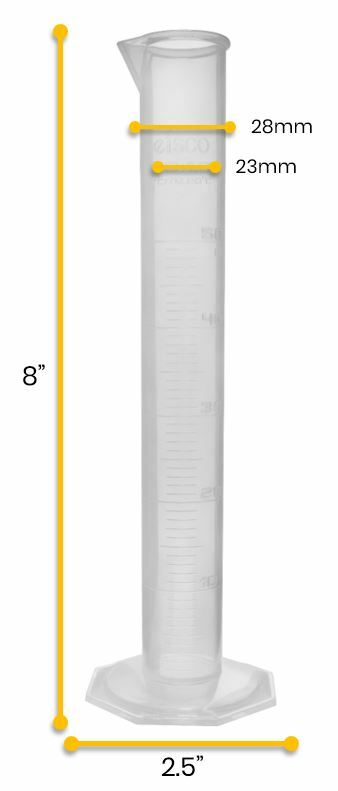 Measuring Cylinder, 50ml - Class B - Polypropylene - Eisco Labs