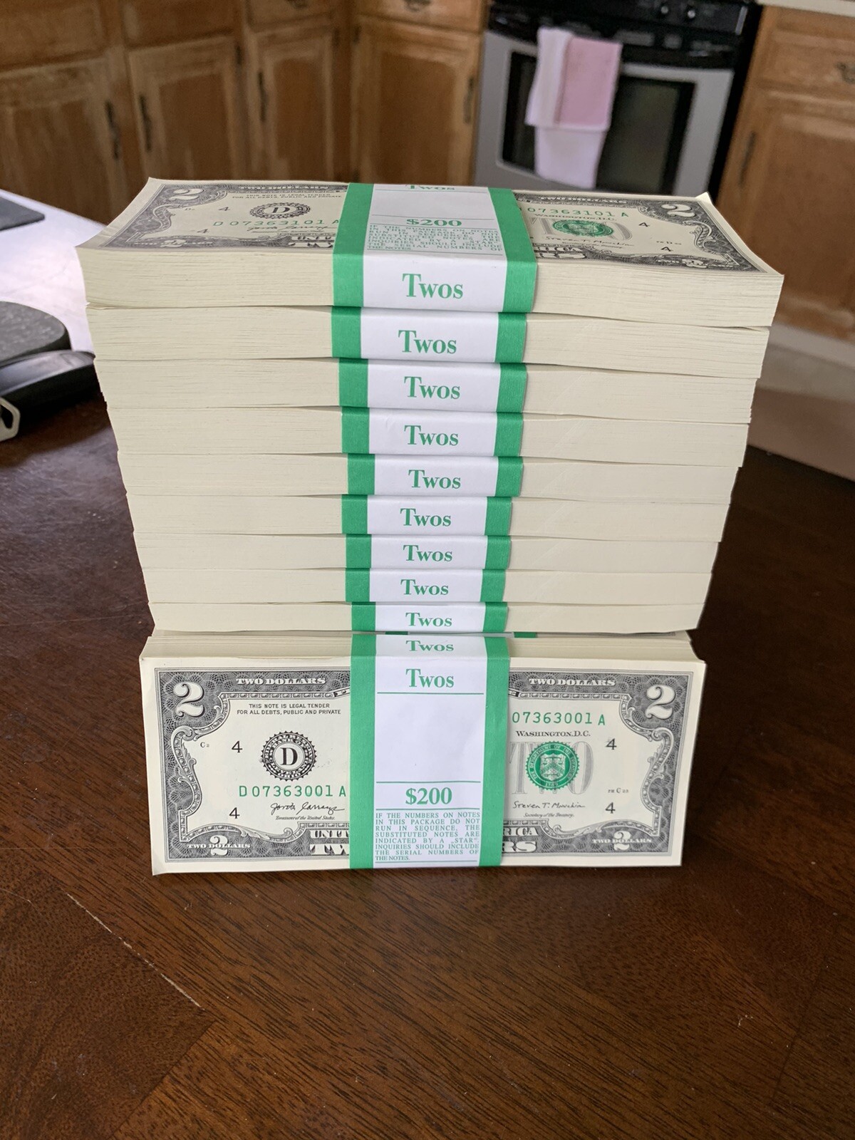 🇺🇸 Pack of (20) NEW $2 Bills Unc Consecutive Serial# Two Dollar REAL CASH 🇺🇸