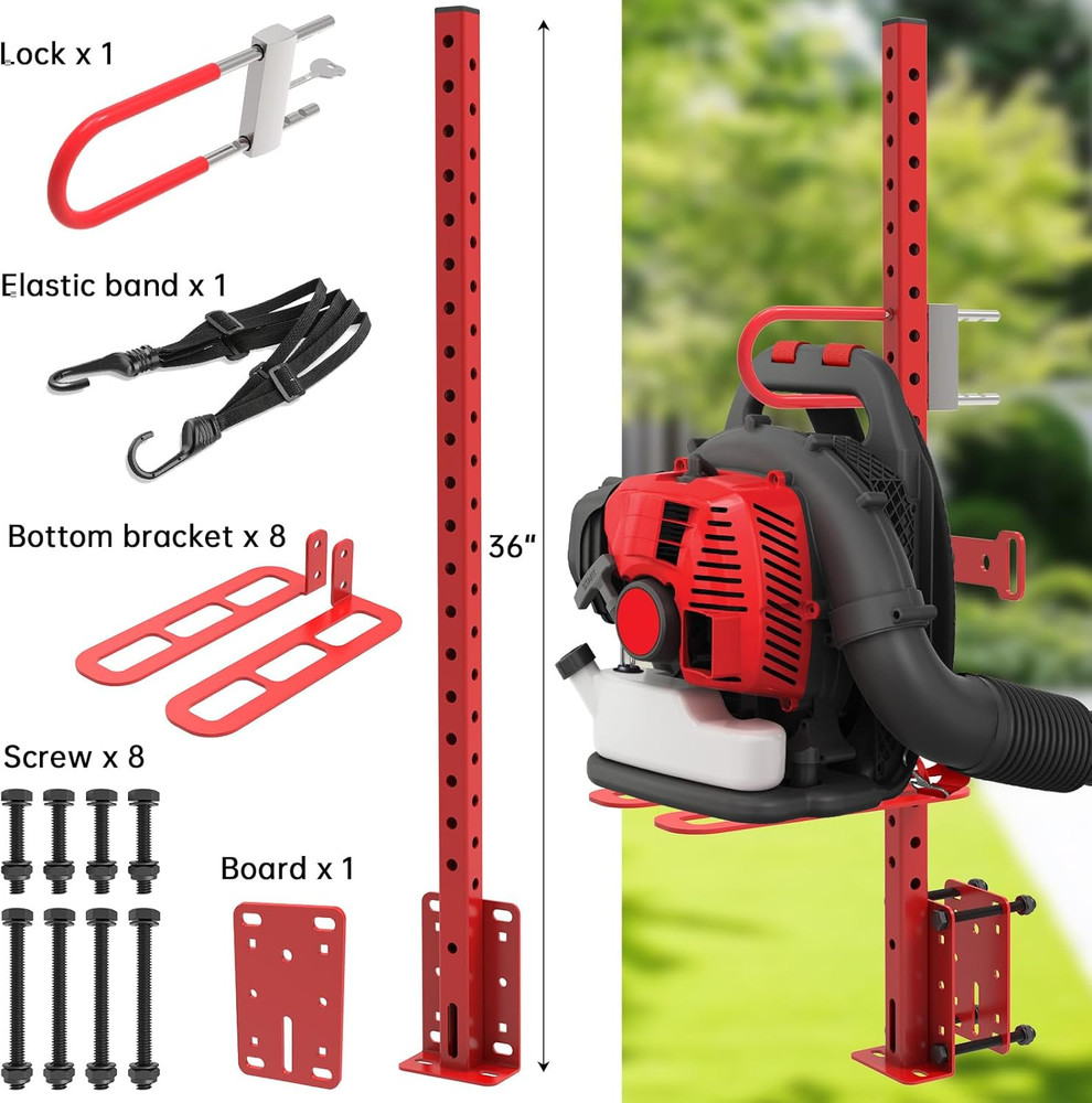 Lockable Backpack Blower Rack for Trailer, Backpack Leaf Blower Holder for Open