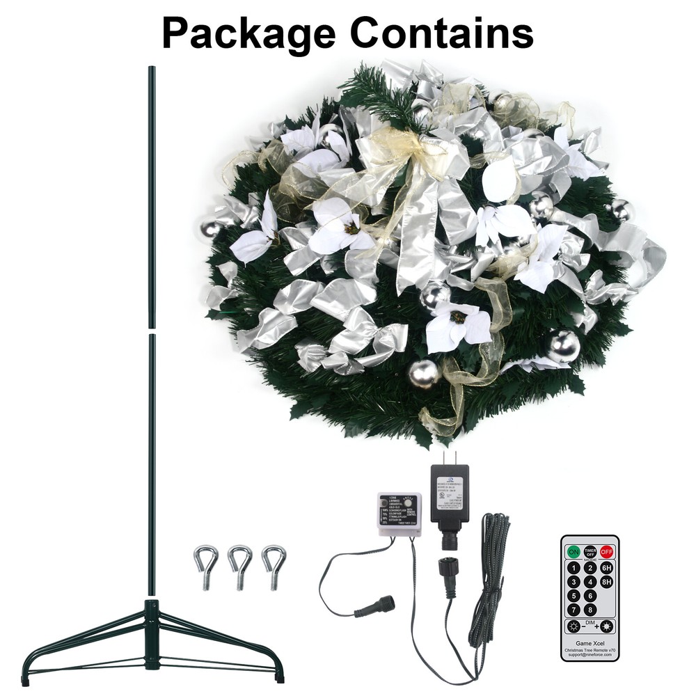 6Ft Pre-lit Pull Up Christmas Tree with Remote Fully Decorated w/ 200 LED Lights