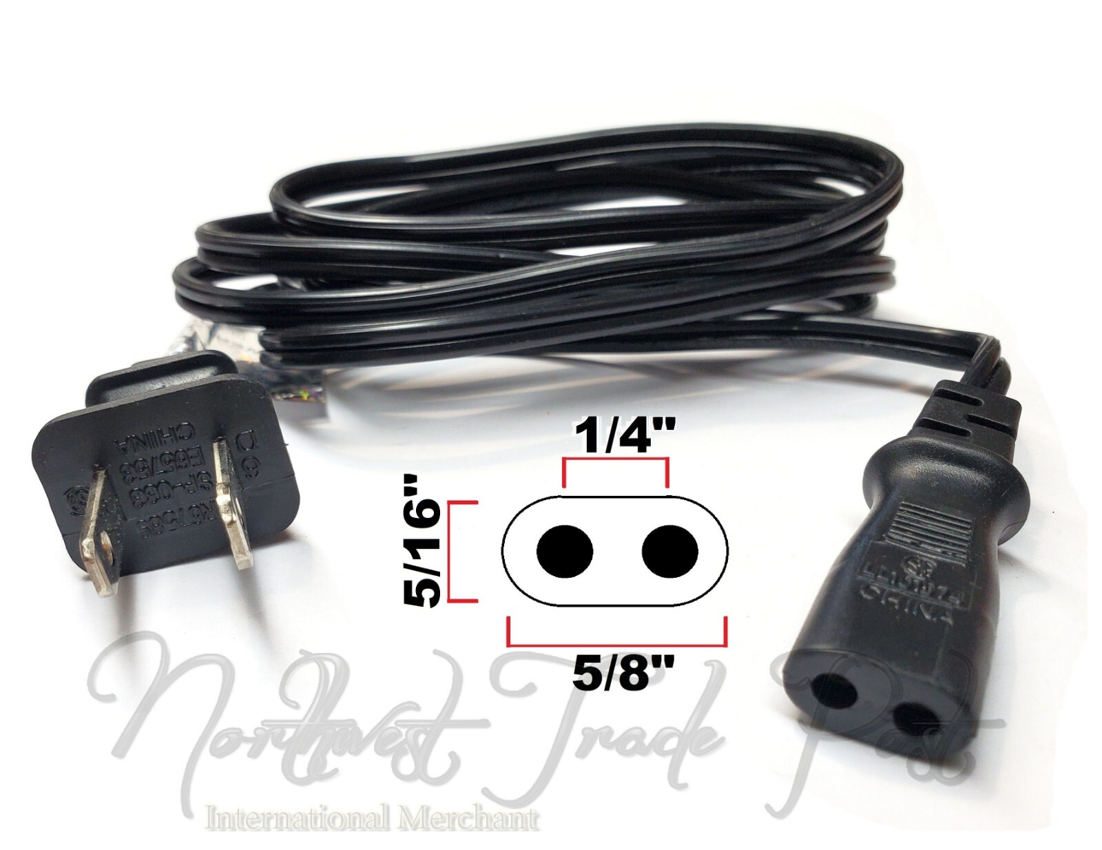 2-Pin Oval Power Cord for Technics Turntable Record Player Model SL-B350 SL-10 +