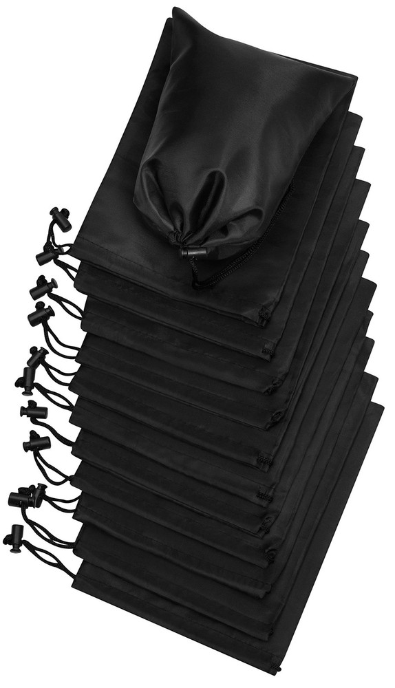 Drawstring Bag with Toggle - Nylon Cinch and Ditty 6 x 8 - 12 pack, Black