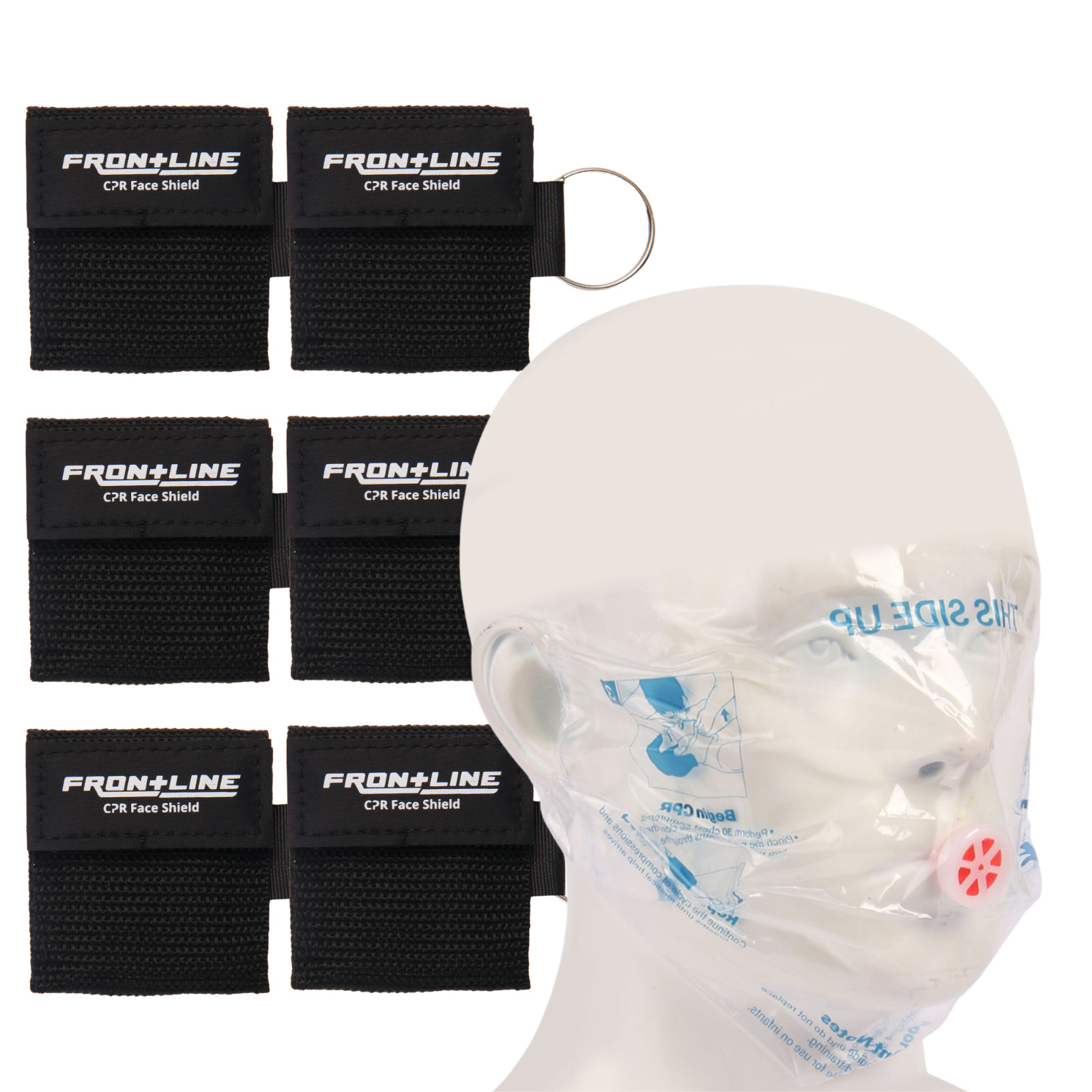 6 Pack CPR Mask with One-Way Valve, Emergency First Aid Face Shield Key Ring