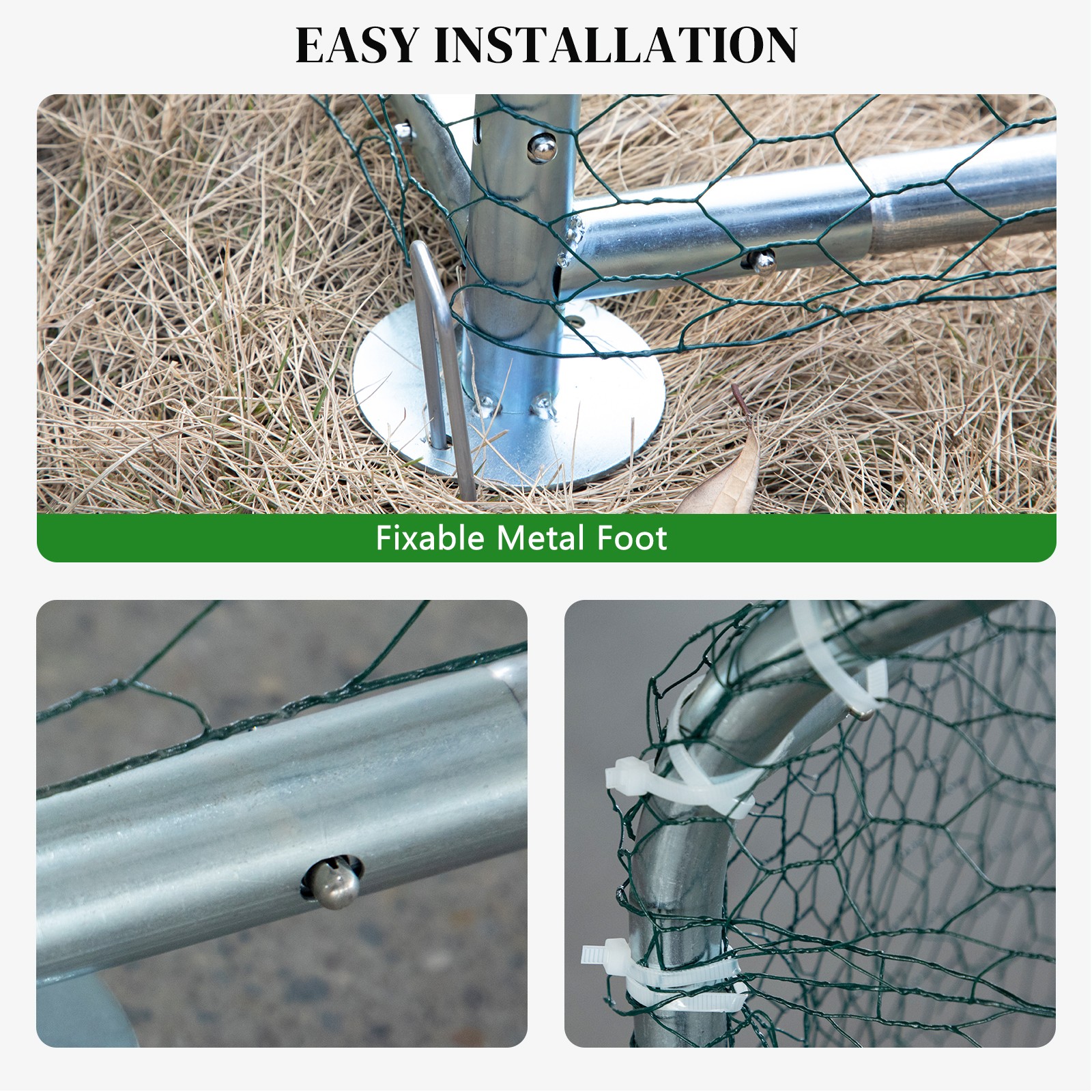 Large 10x10FT Metal Chicken Run Pen Walk-in Cage Poultry Coop Duck Rabbit House