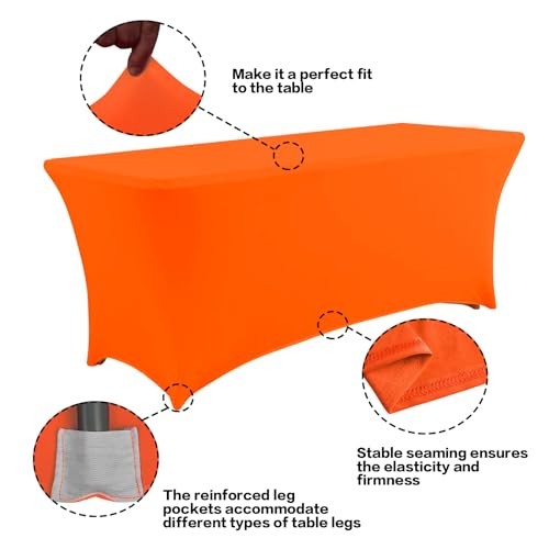 4FT Table Cloth for Rectangular Fitted Events Stretch Table 4 Ft - 1 Pc Orange