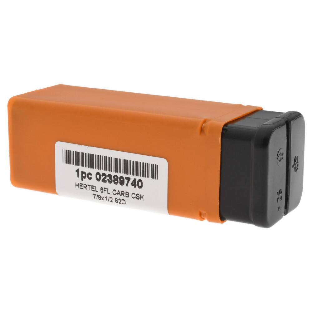 Hertel 7/8" Head Diam, 1/2" Shank, 6 Flute 82° Solid Carbide Countersink 2-3/...