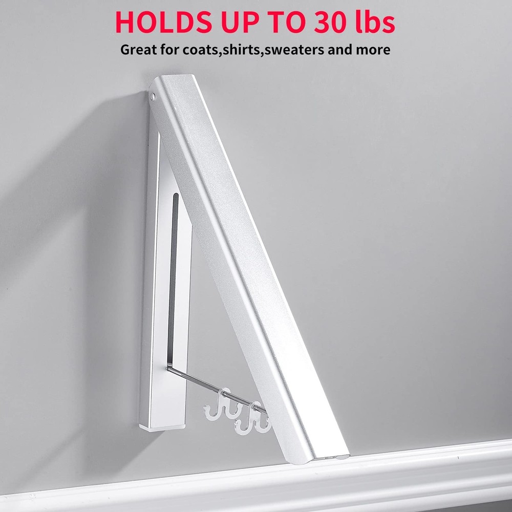 Dr.DJ Retractable Clothes Rack Wall Mounted Clothes Hanger - Foldable Clothes...