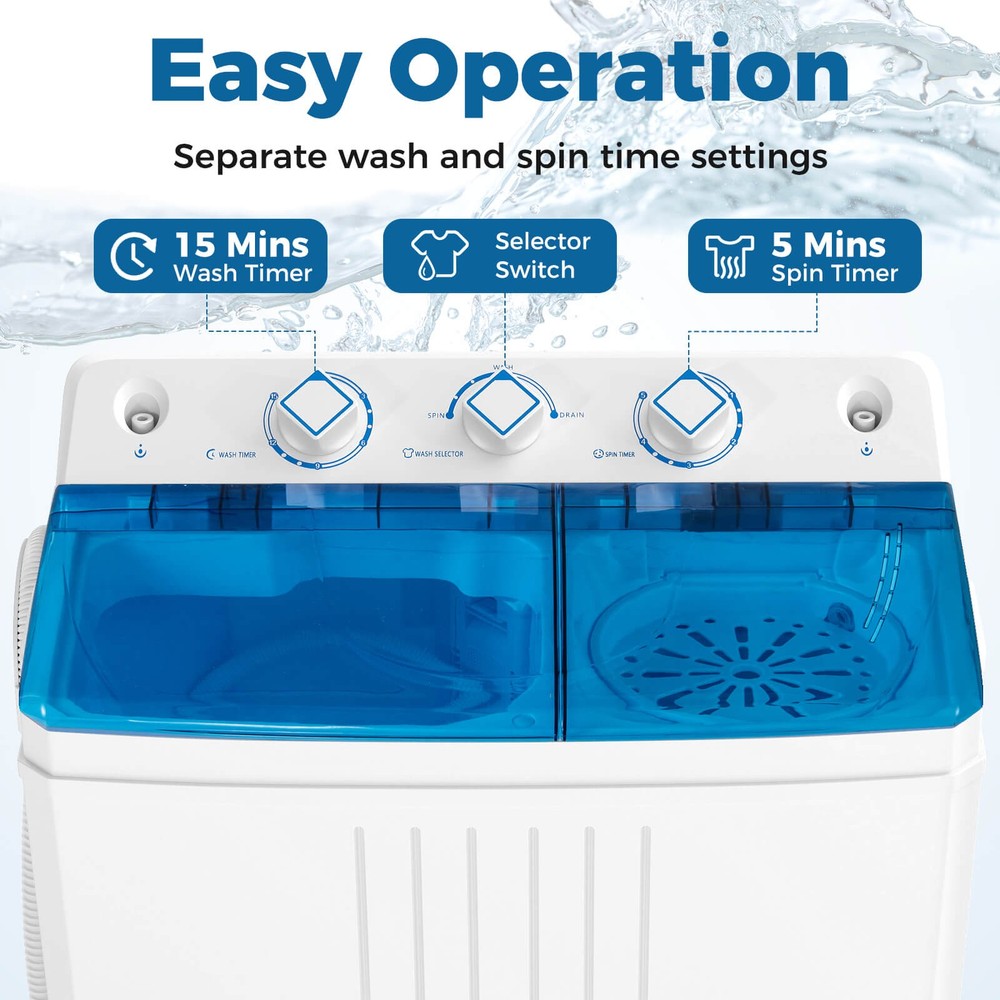 Portable Washing Machine with Drain Pump Timer Control Compact Washing Machine