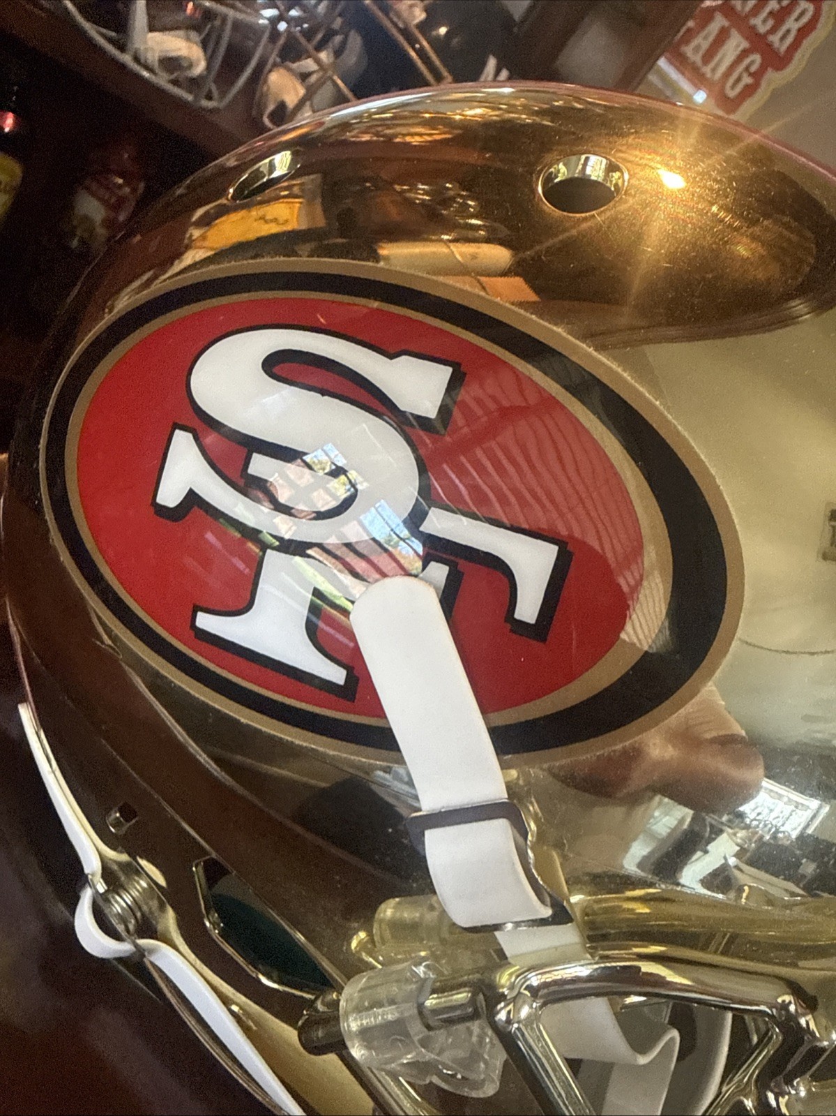 SAN FRANCISCO 49ERS Full Size Chrome Authentic Gold Football Helmet -