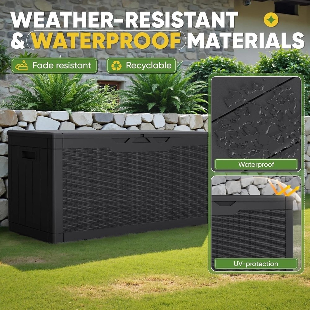Versatile 100 Gallon Storage Bin - Waterproof & Lockable, Fits Garden Tools