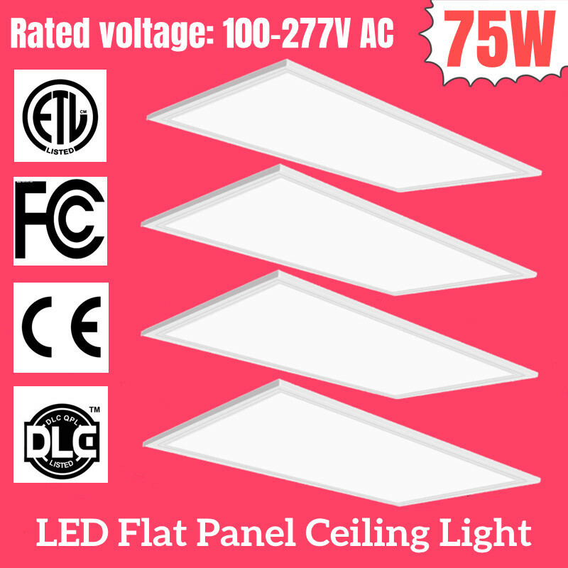 2x4 LED Flat Panel 5000K Light Fixture White,4pack 75W,Drop Ceiling Office Light
