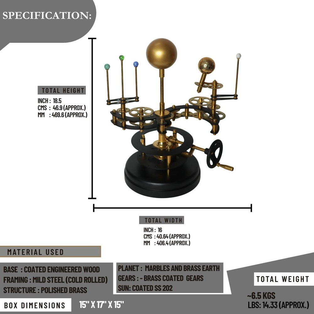 Black Luxury Solar System Model Fully Functional Tellurion Christmas Gift