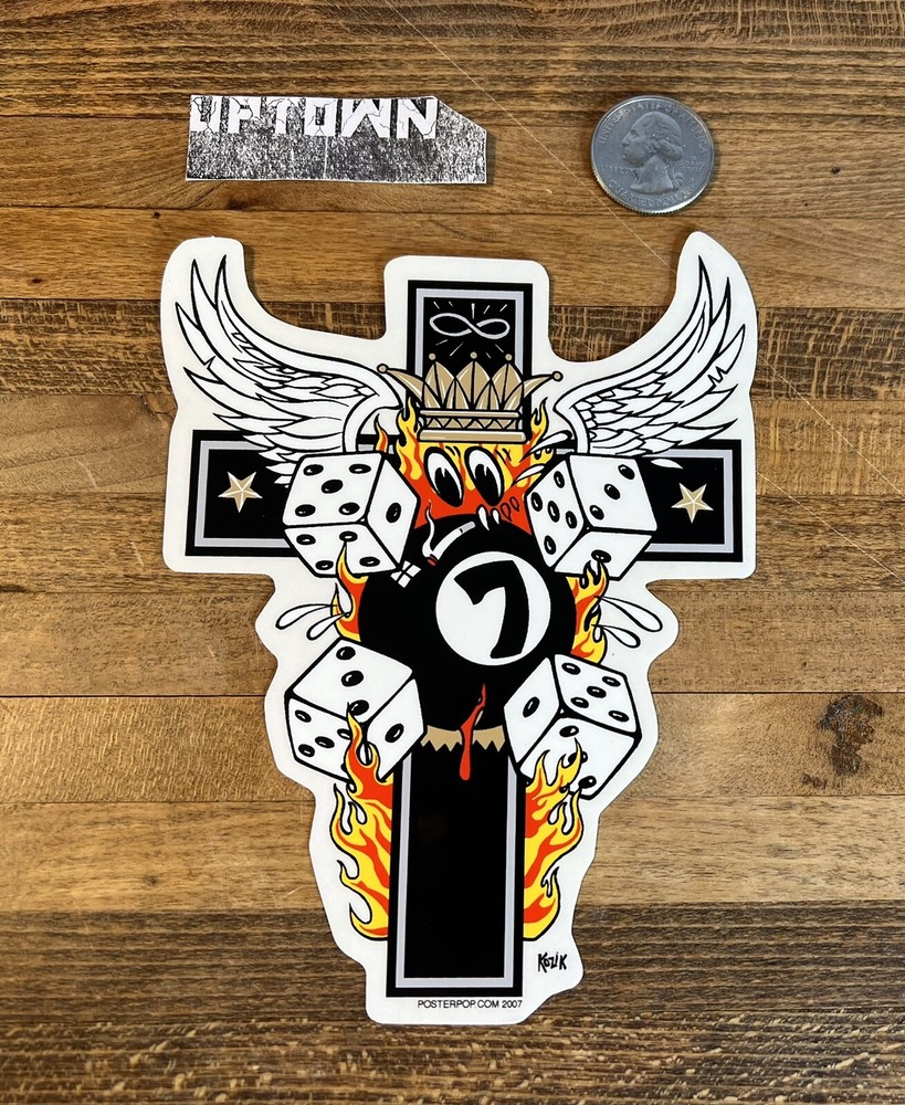 Vintage 2007 Frank Kozik Emos Cross Art Sticker Labbit Kid Robot Low Brow