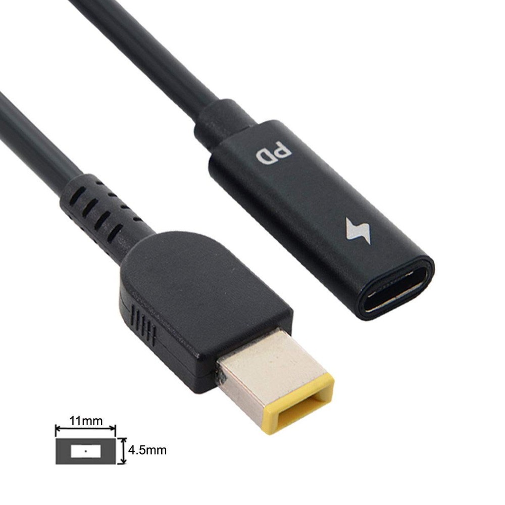 cablecc Type C USB-C to Rectangle 11.0x4.5mm Power Plug Black Retangle Jack