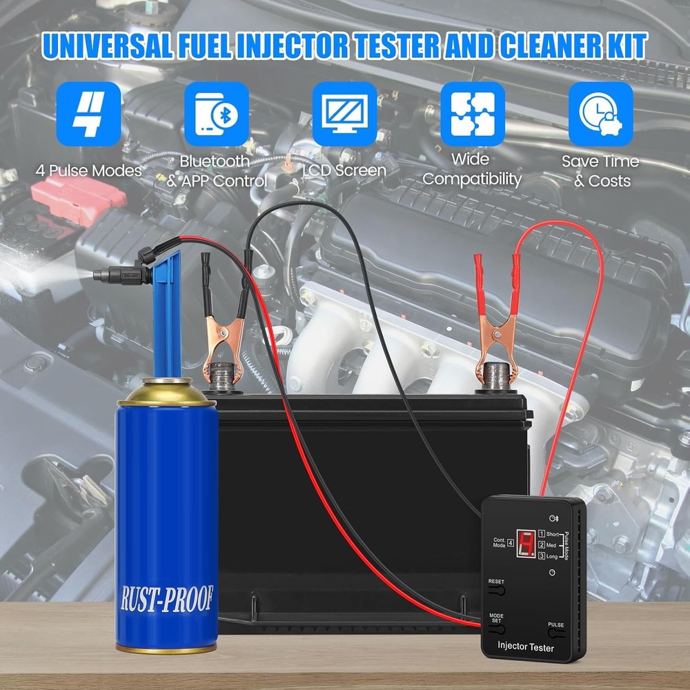 Bluetooth Fuel Injector Cleaning & Testing Kit with 4 Pulse Modes