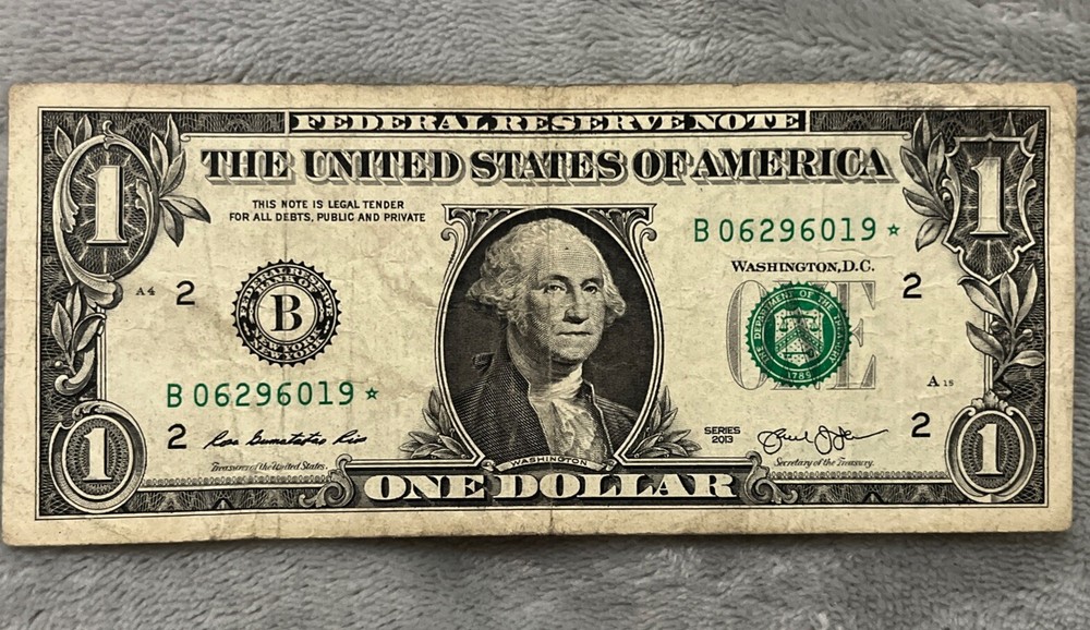 $1 Dollar 2013 Star Note Duplicate Error—DC Printing