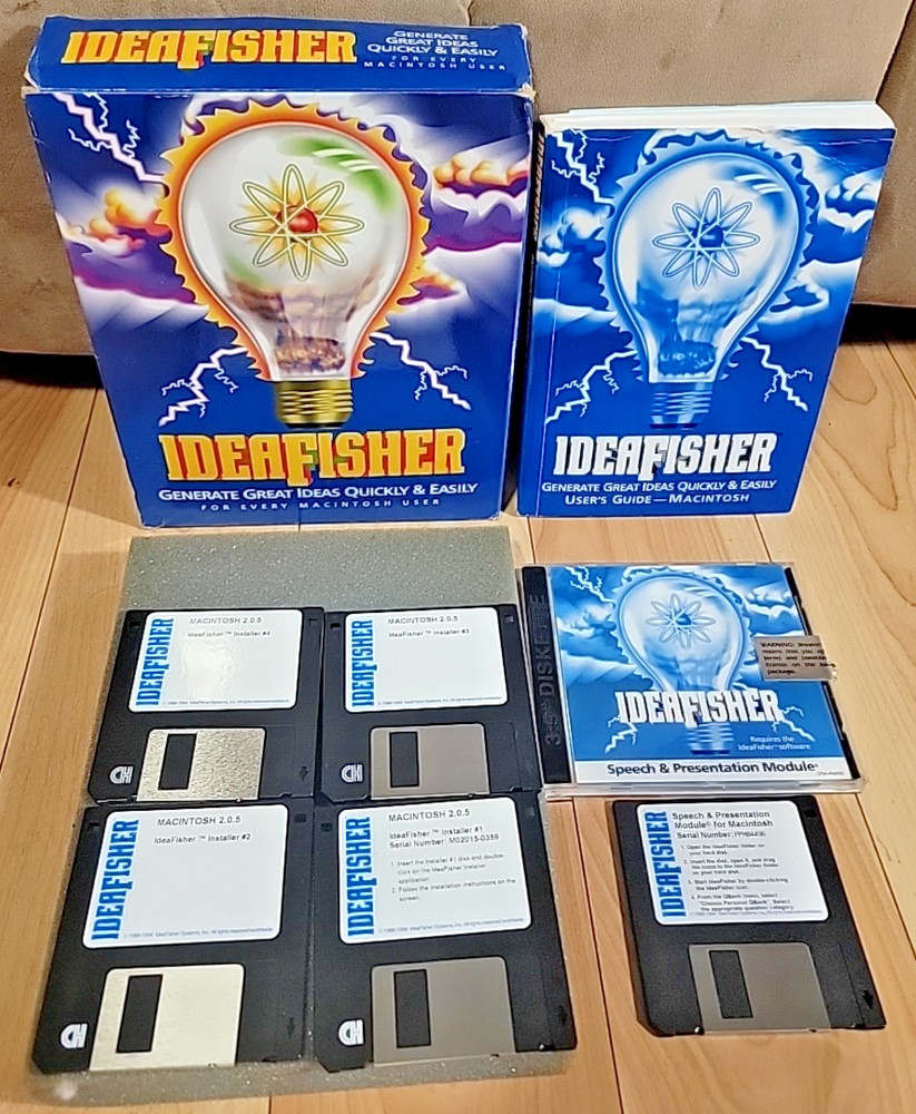 IdeaFisher Macintosh Software Apple 1994 Generate Ideas & Solving 3.5" - READ