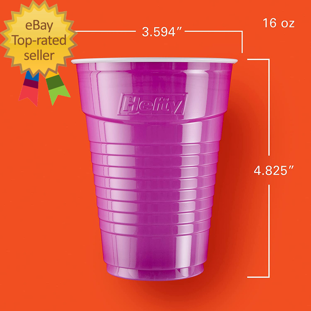 Party on Disposable Plastic Cups Assorted 16 Ounce 100 Count