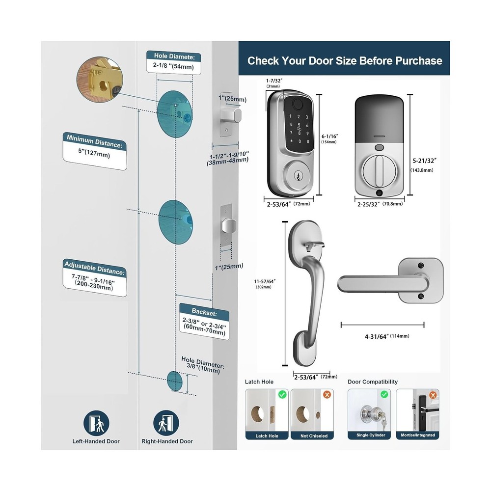 Keyless Entry Door Lock with Handle Set, Keyless Entry Deadbolt wit... Fast Ship