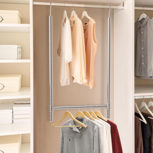 Simple Houseware Adjustable Closet Hanging Rod, Chrome 1 Pack, 1