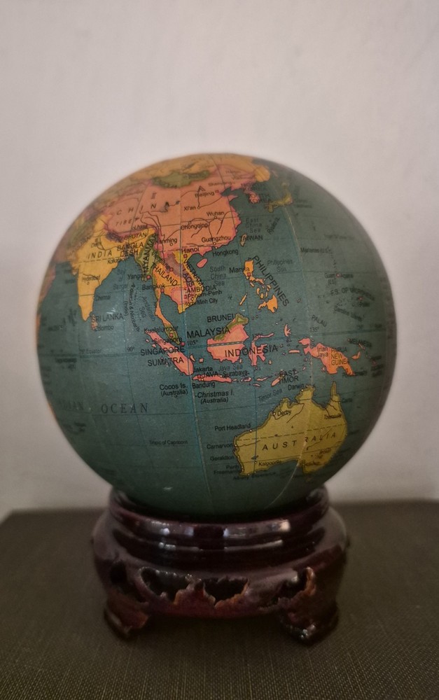 Vintage Miniature Globe Sphere 4” Lightweight World Map