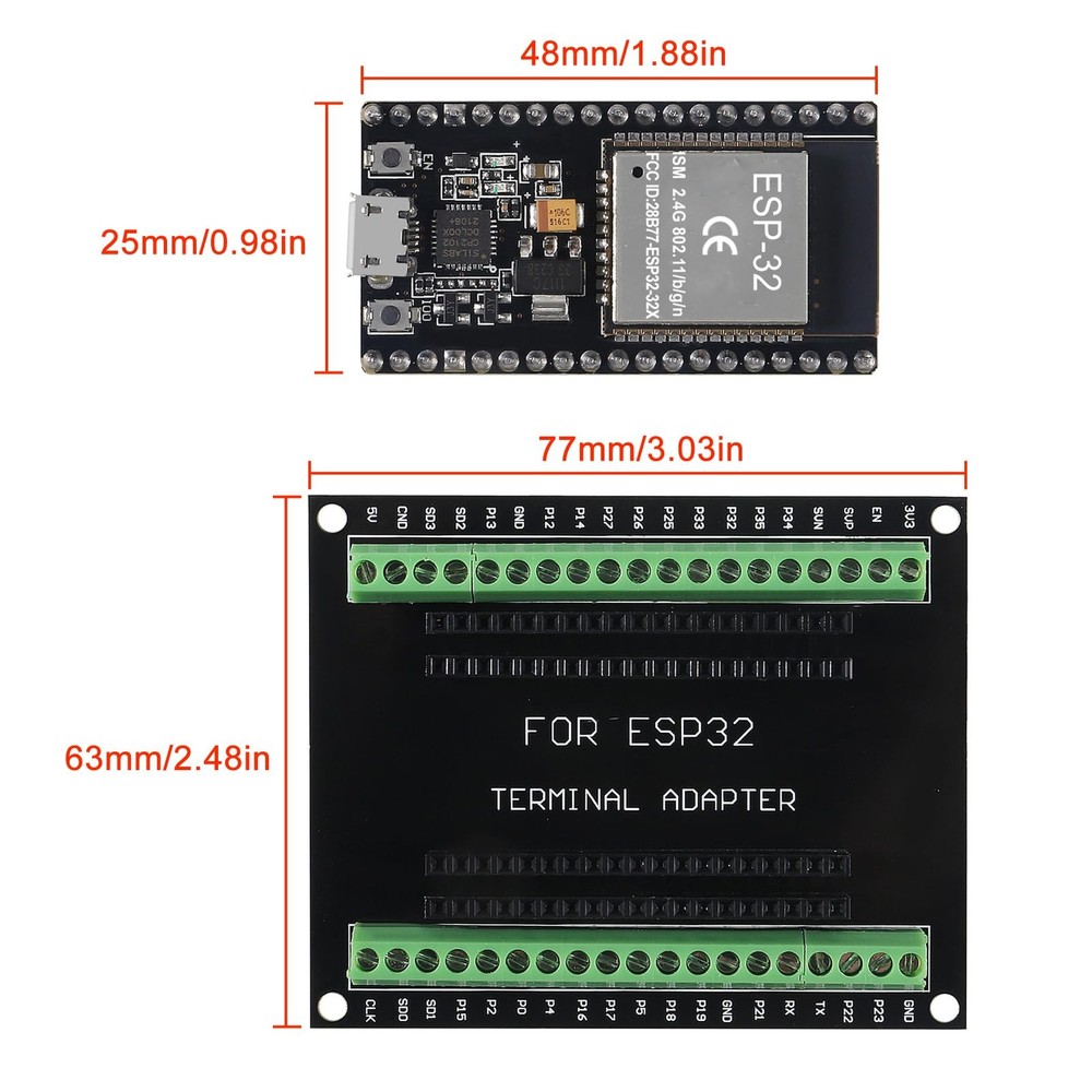 3 Set ESP32 Development Board 38Pin Narrow Narrow+extensionboard