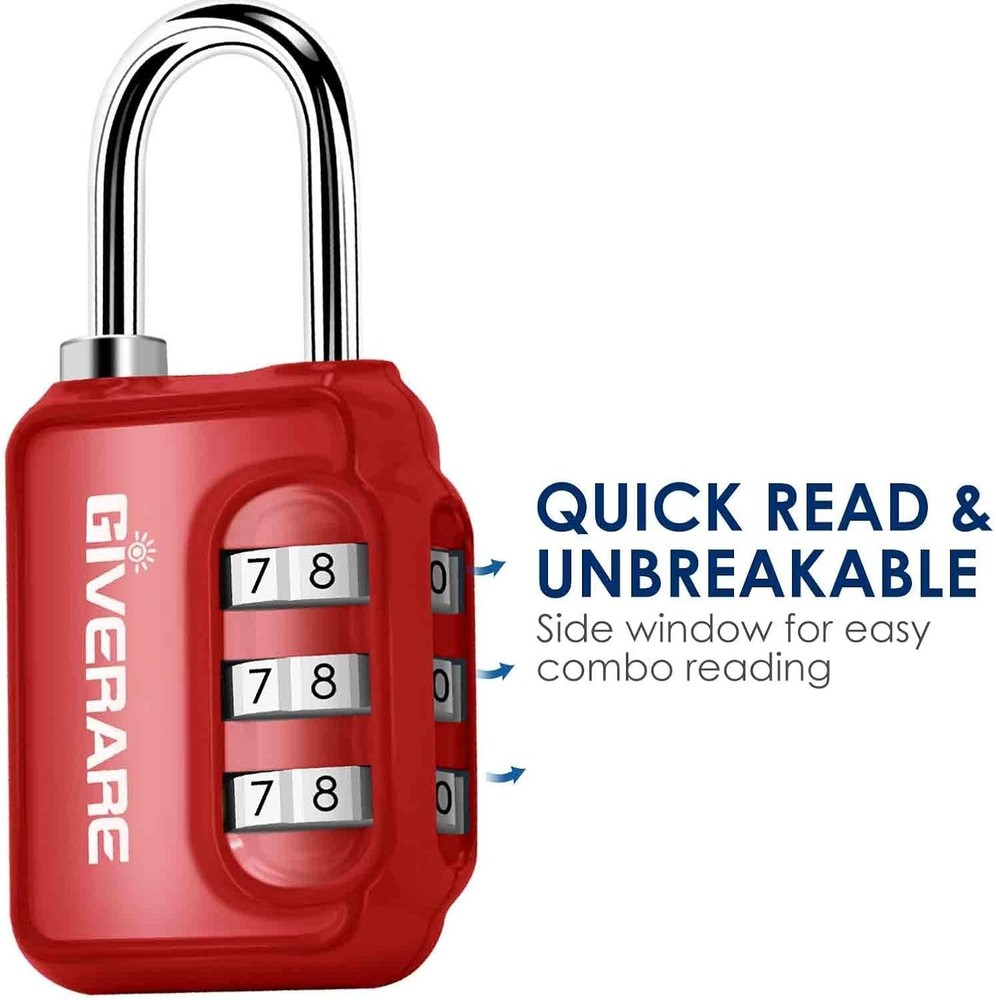 2 Pack Combination Lock, 3-Digit Padlock Keyless, Resettable Luggage Lo