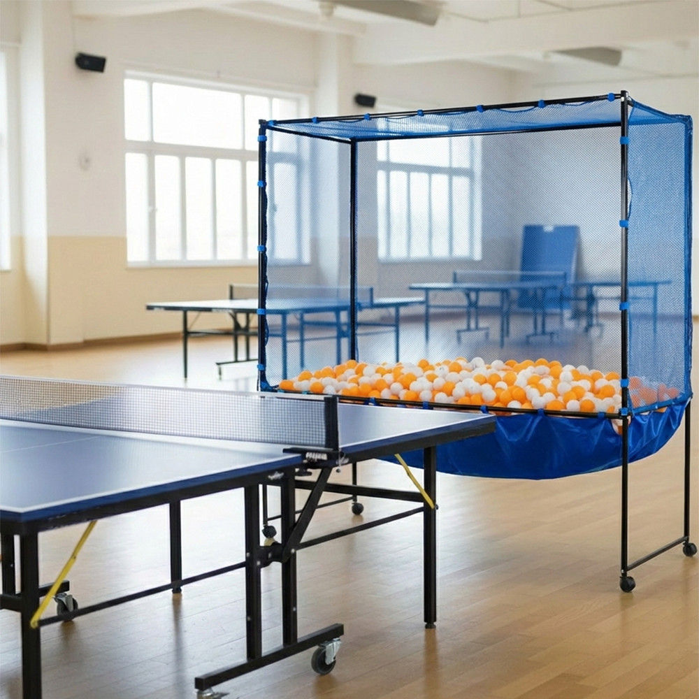 Table Tennis Catch Net with Wheels, Ping Pong Training Return Net for Practice