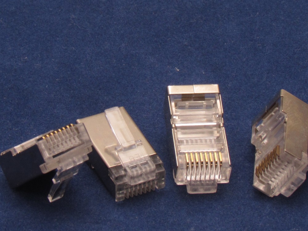 100 RJ45 Network Shielded Modular Plug CAT5e 8P8C Connector End Pass Through