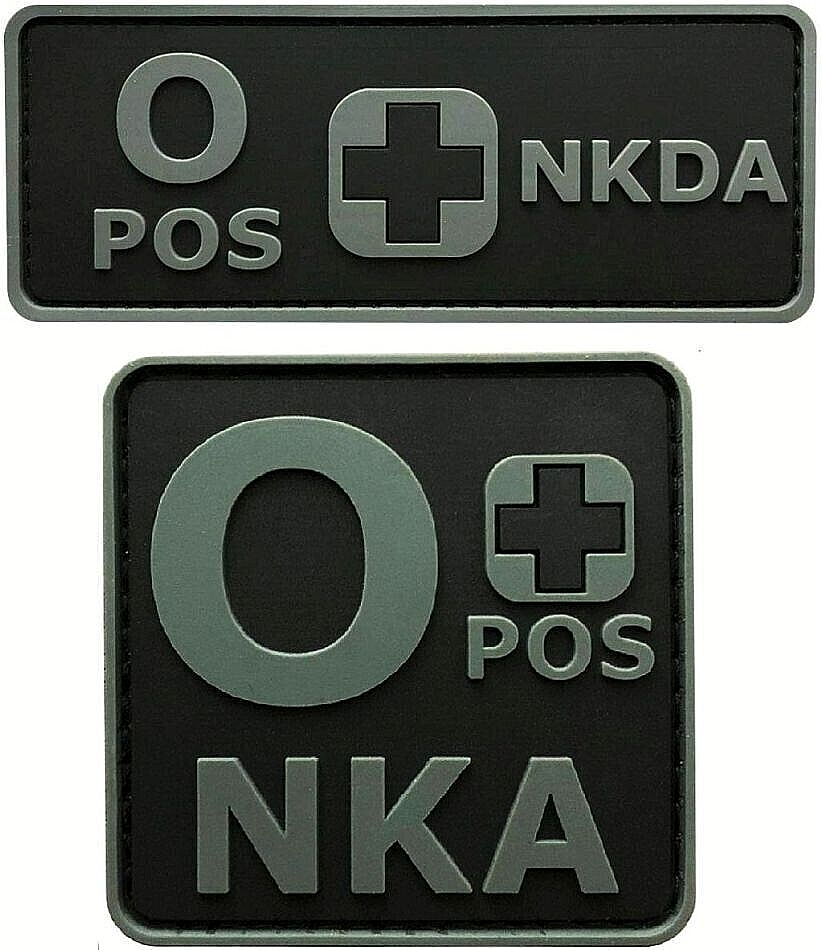 O+ Positive Blood Type NKDA ACU Morale Patch | 2PC PVC RUBBER -HOOK
