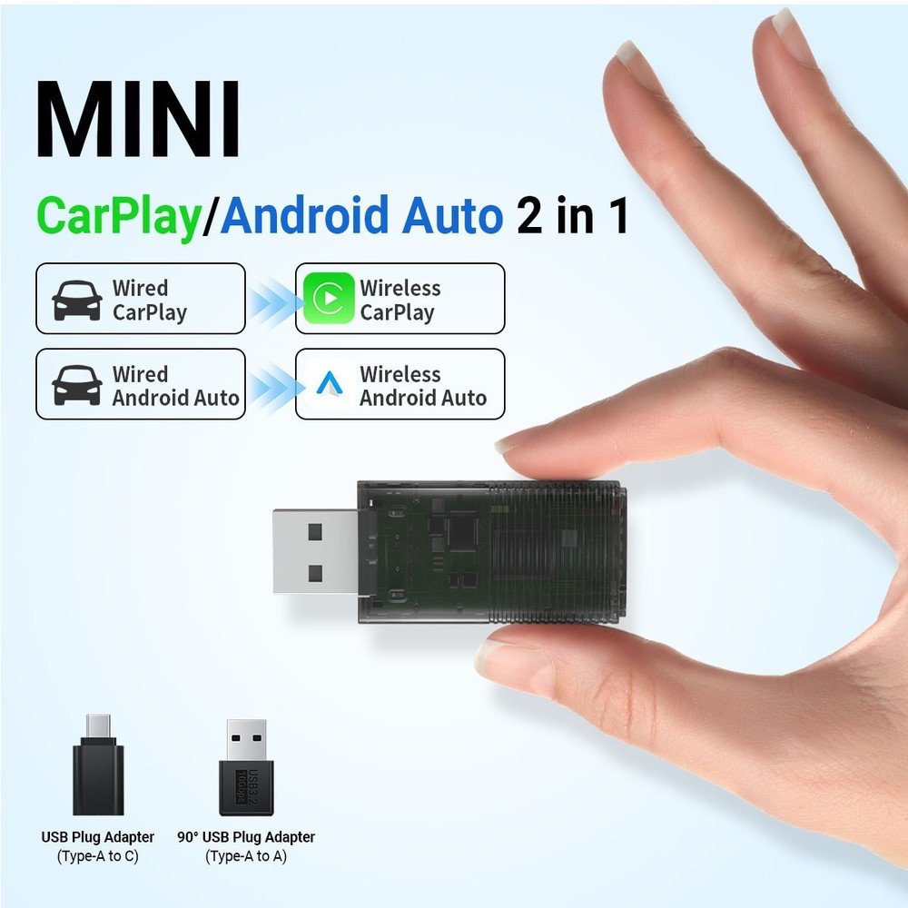 Wireless CarPlay Adapter for Apple iPhone & Android Auto USB Adapter Plug & Play