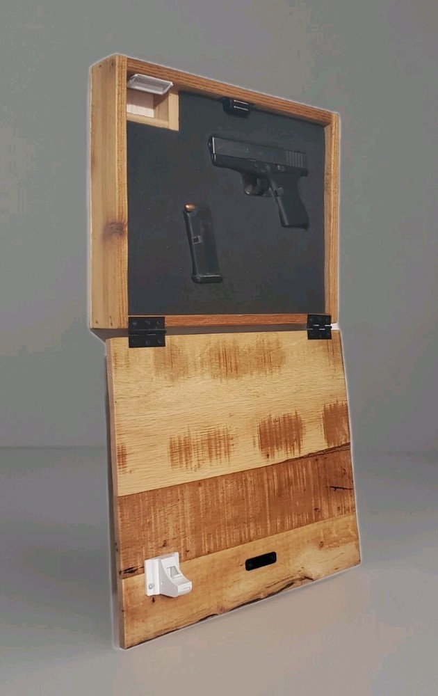 RUSTIC Concealed Handgun Kitchen Wall Mount Cabinet/ Hidden Lock