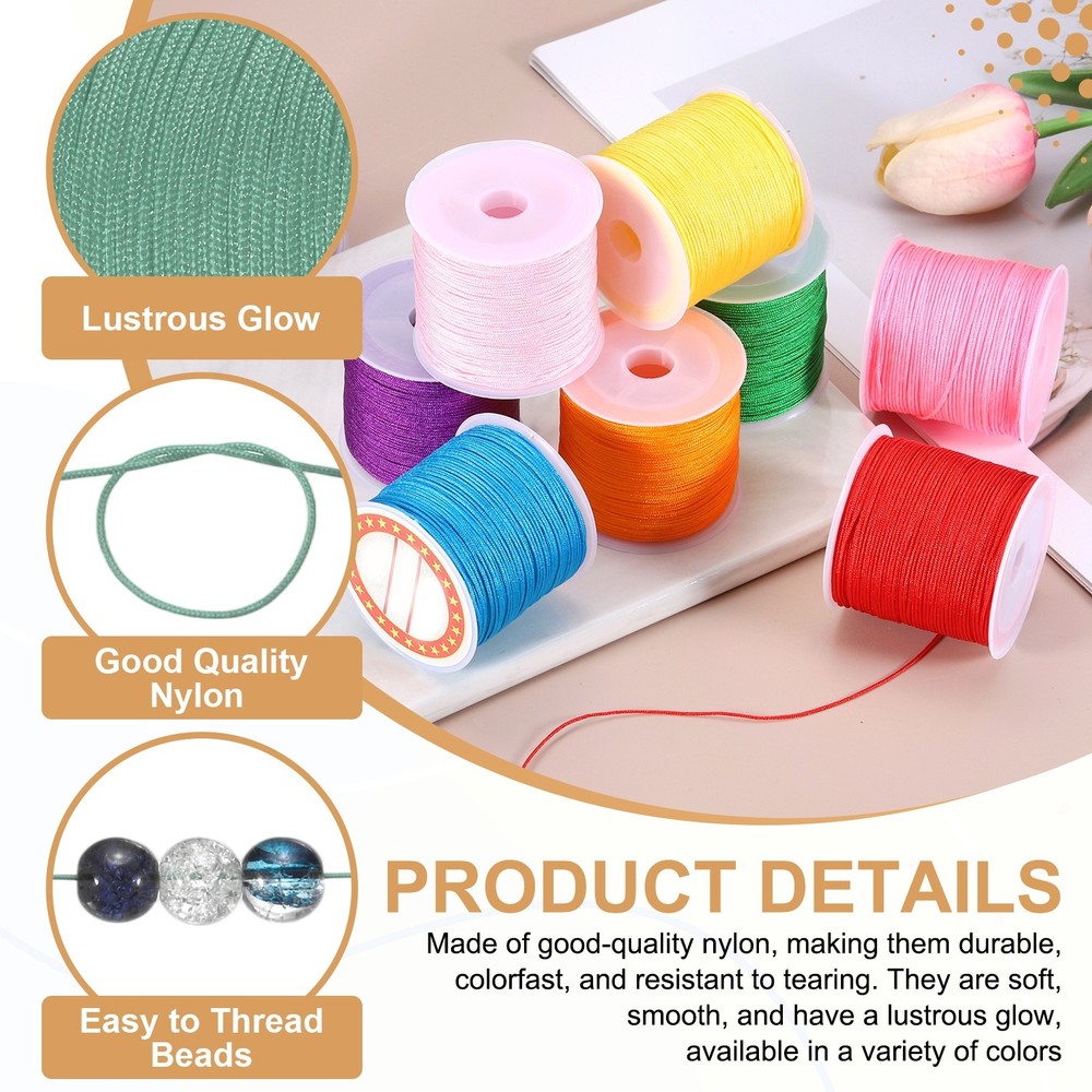 2 pcs 0.8mm String for Bracelets, 44 Yards Beading Thread(Peacock Green)