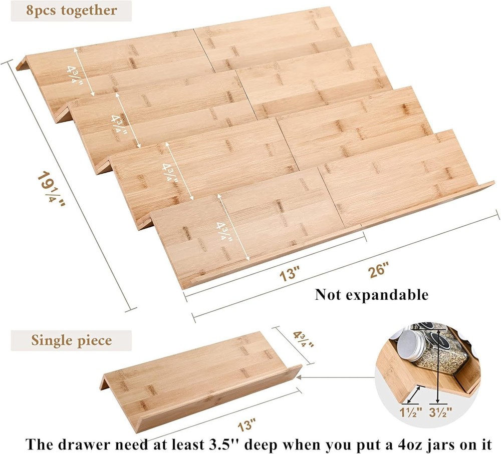 Sturdy Bamboo Spice Organizer for Drawer - Elegant Storage Solution for Spices