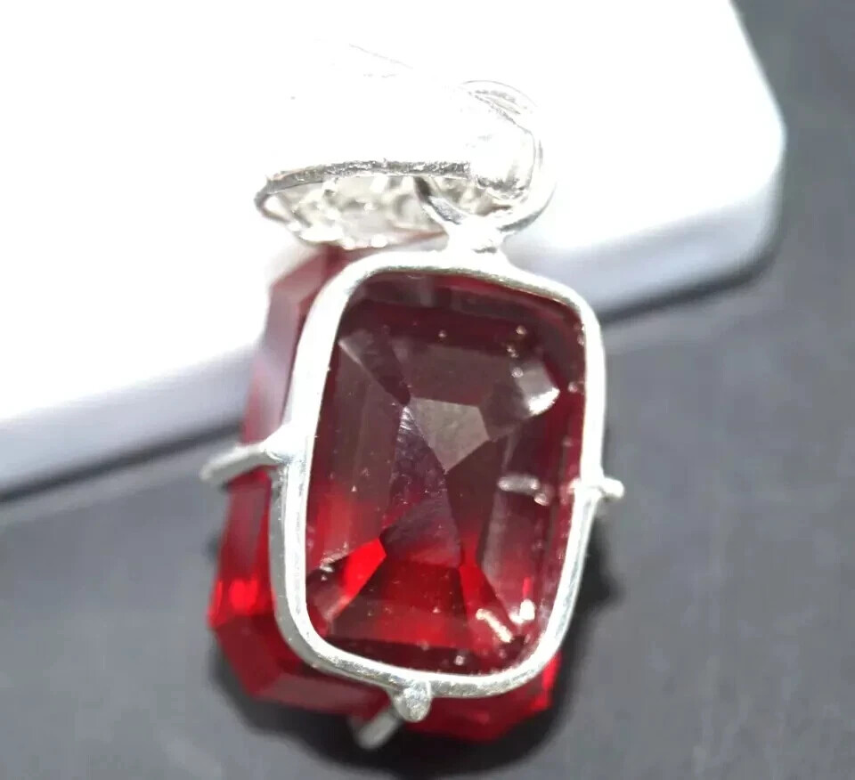 27 Ct Natural Red Ruby Emerald Cut Pendant AGL Certified Gemstone