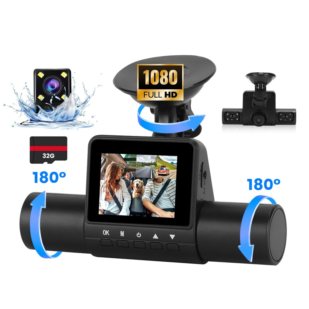 1080P Front And 480P Rear 4 Channel Dash Camera With Loop Recording Features