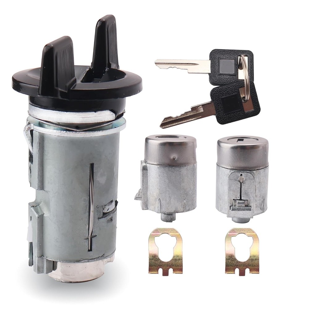 Ignition Switch Lock Cylinder & Door Lock Cylinder Set Compatible with Chevy GMC