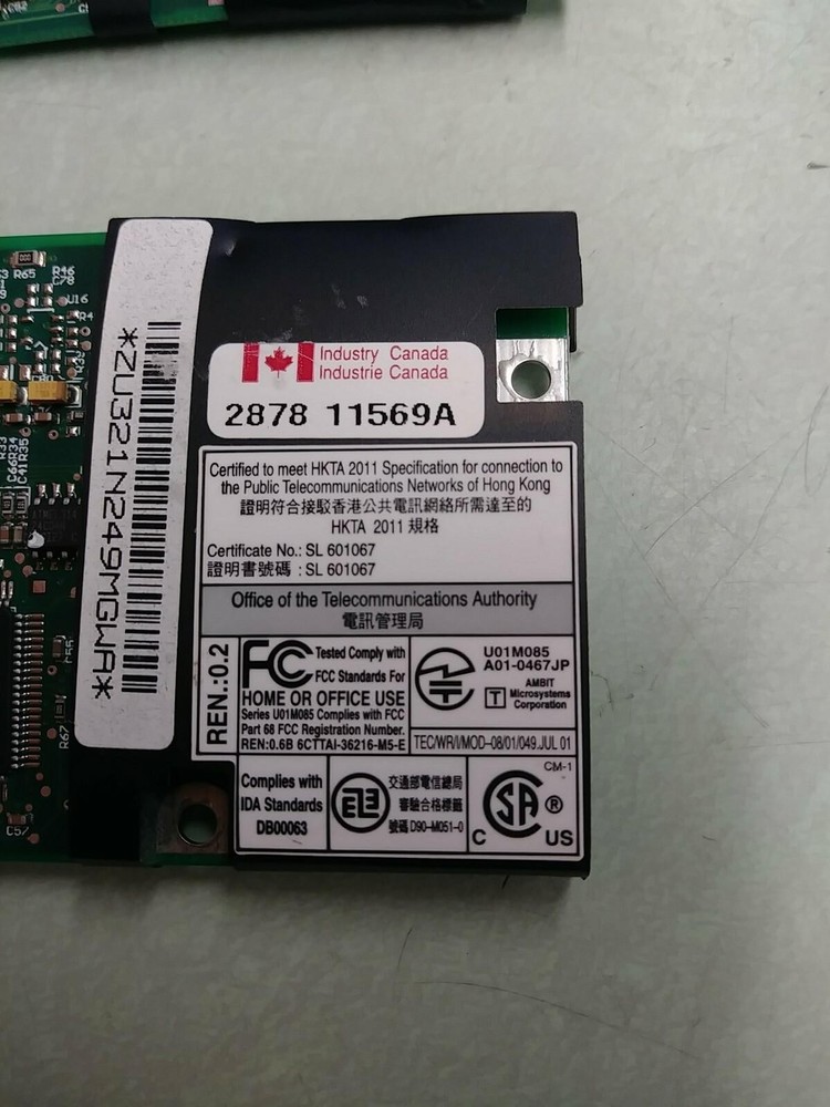 (2) Apple POWERMAC G4 EMC1914 Computer Internal Modem Card U01M085 A01-0467 JP