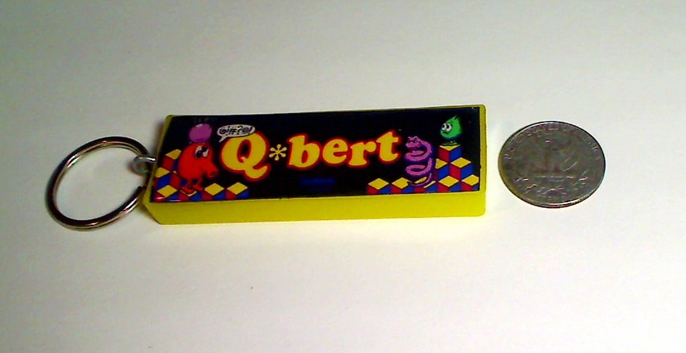 Q-Bert Arcade Marquee Coin Door accessory Keychain