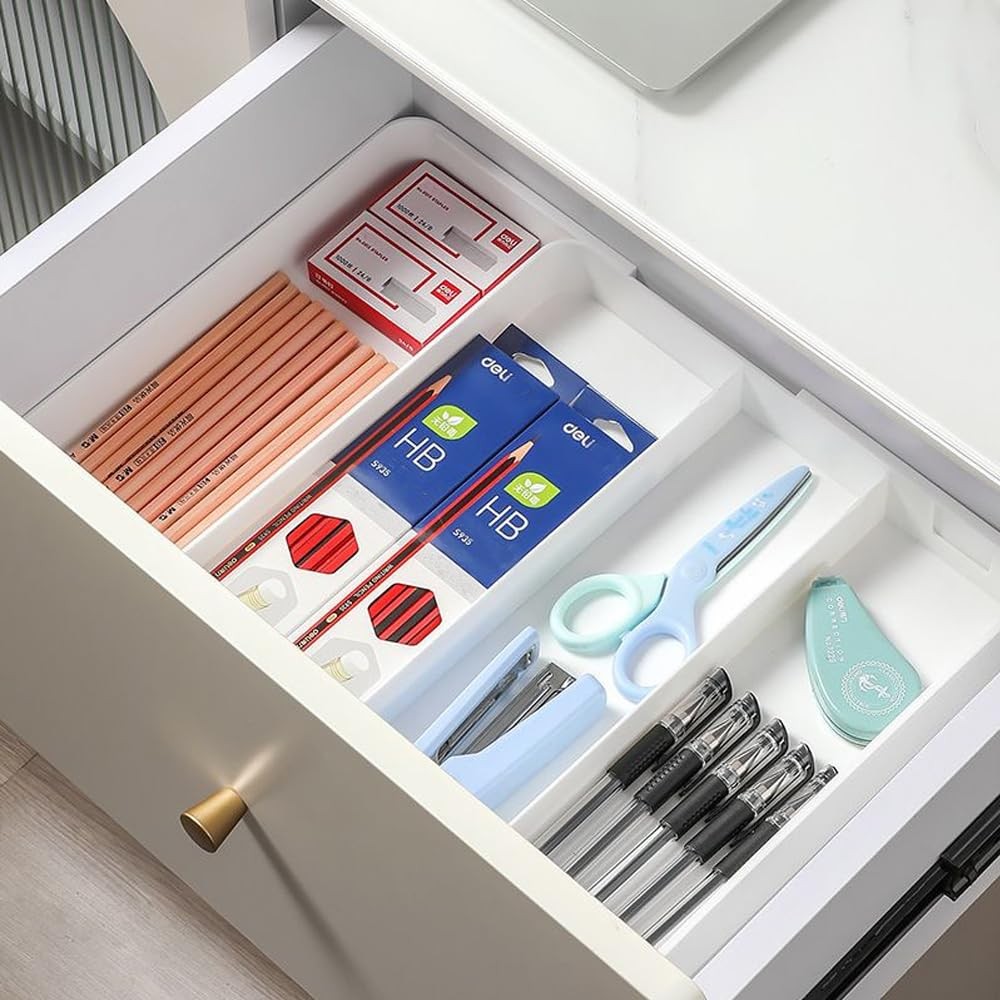 Shallow Drawer Organizer (1.57" H), Modular Expandable Desk Divider (Width 10...
