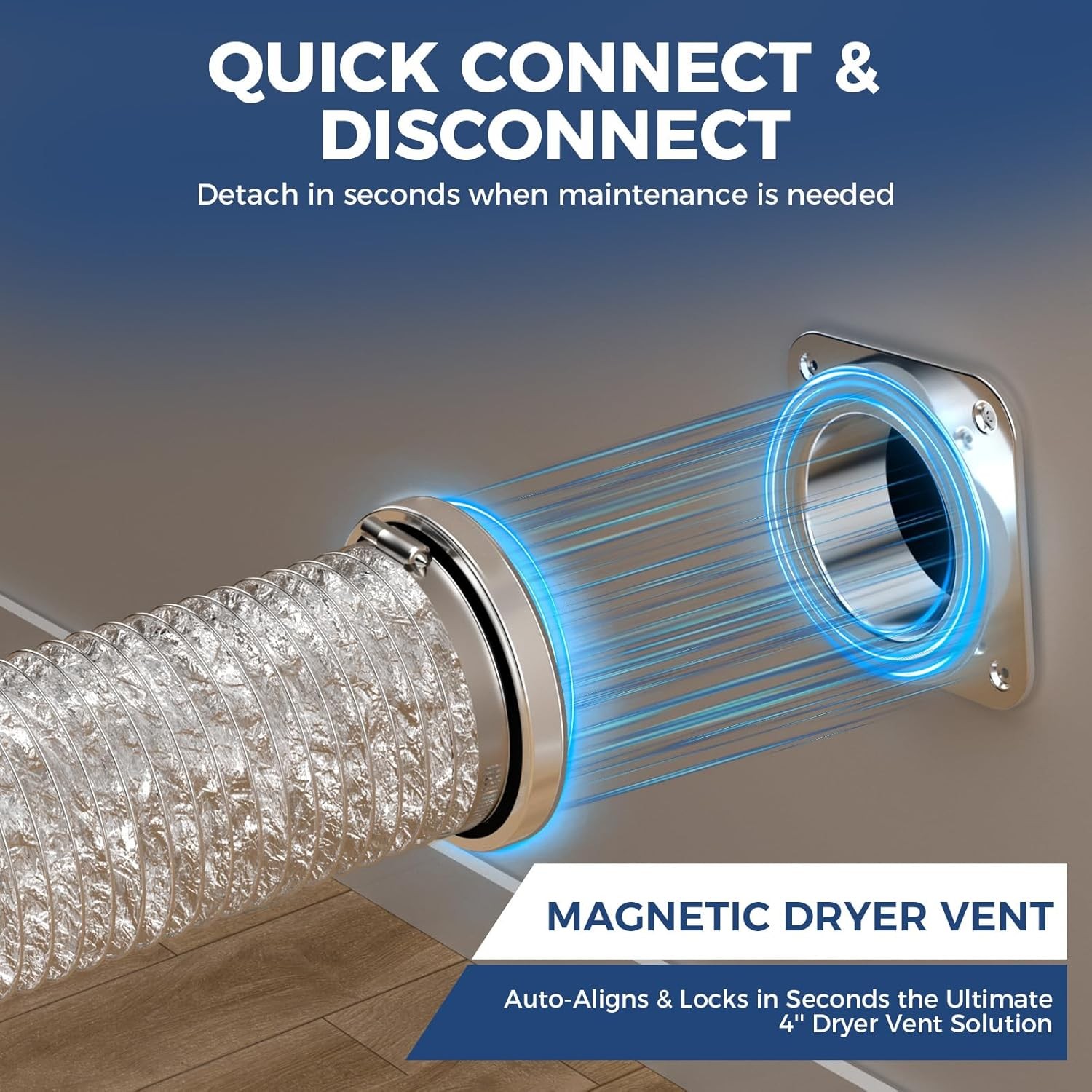 ALORAIR 4" Magnetic Dryer Vent Connector Kit w/Aluminum Telescoping Foil Duct