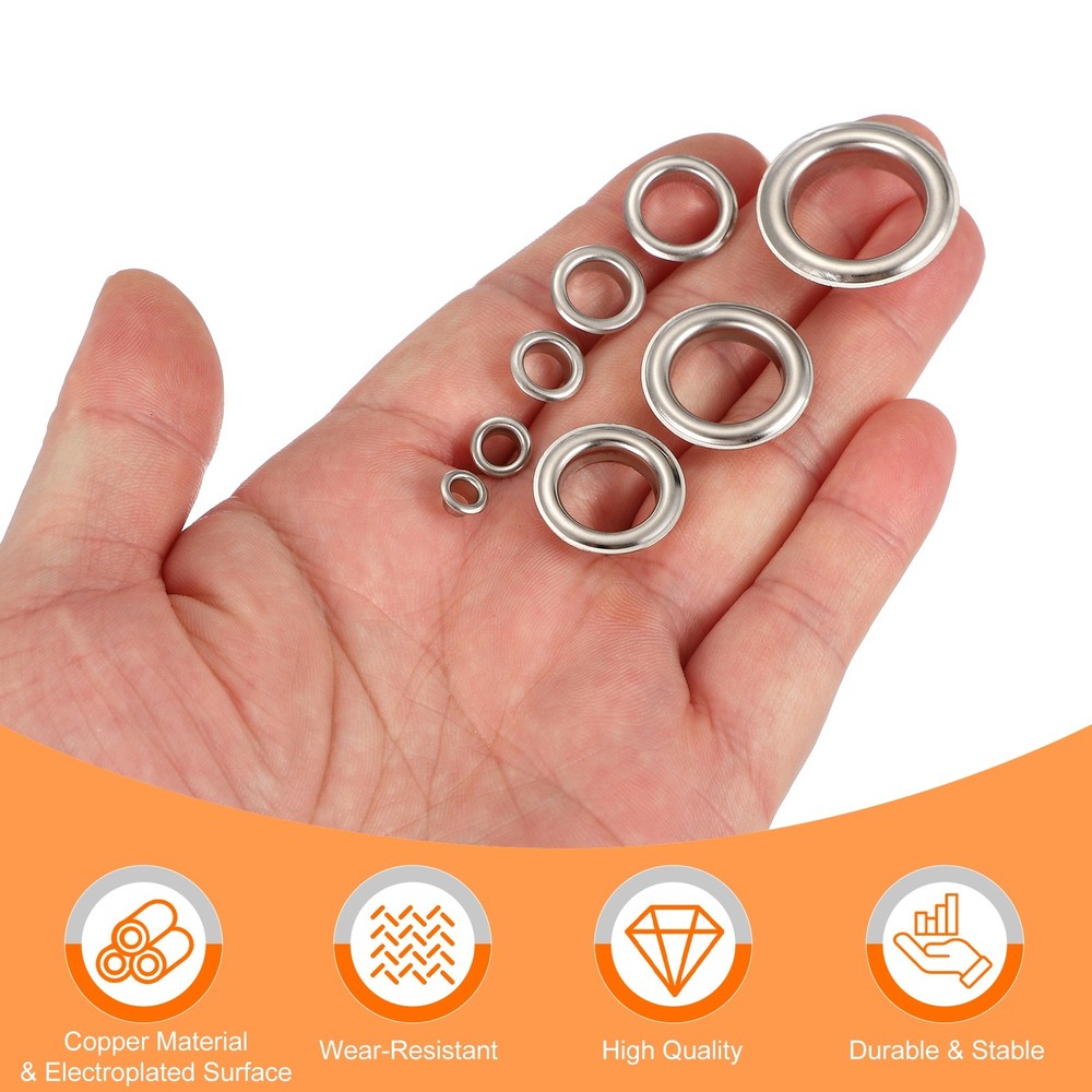 80Set Grommets Eyelets Kit 4.5mm Copper Eyelets with Setting Tool Silver