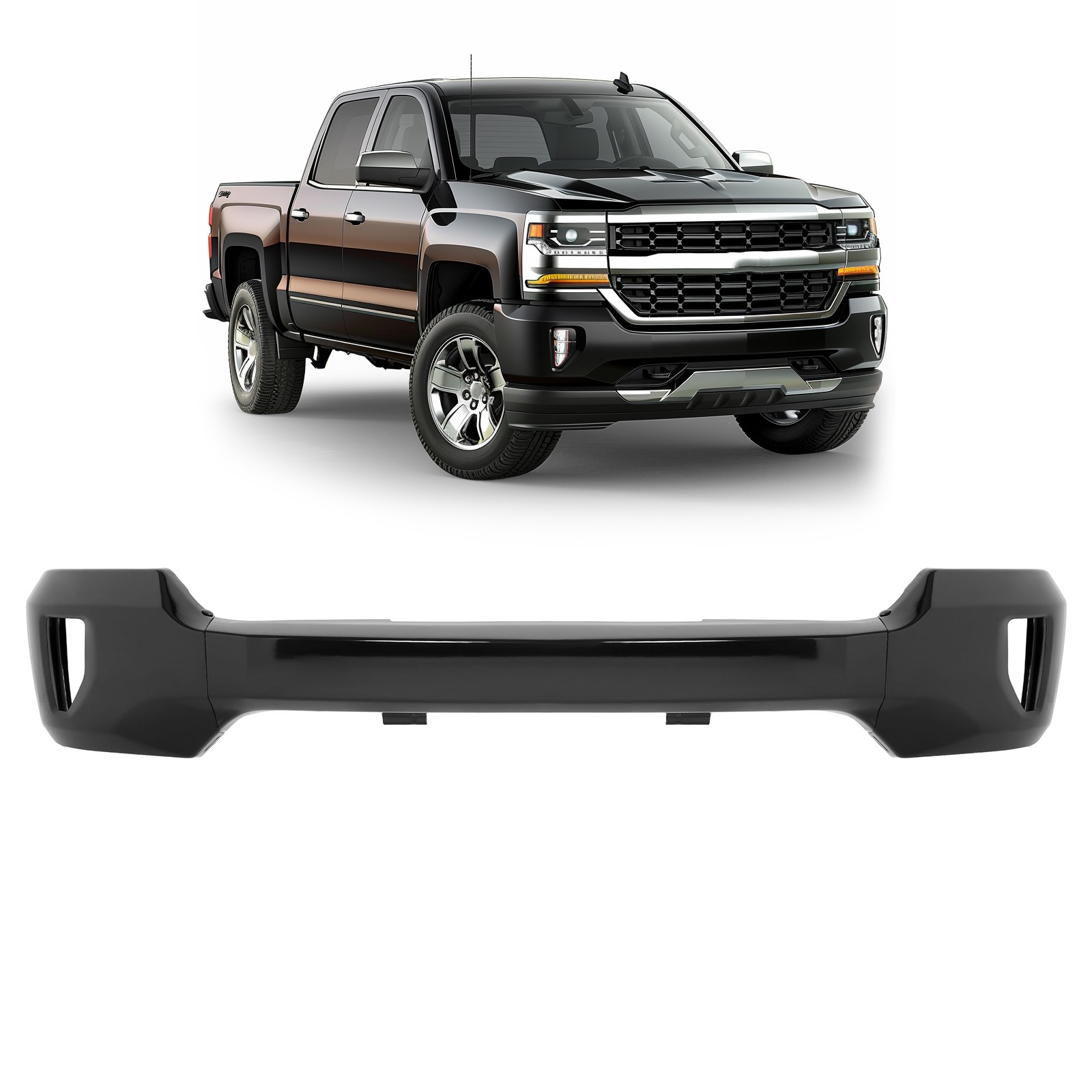 Front Bumper Cover Face Bar For Chevrolet Silverado 1500/1500 LD 2016-19 W/Holes