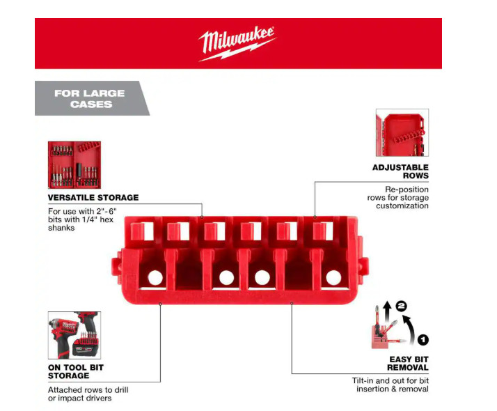 Milwaukee Large Case Rows for Impact Driver Accessories (5-Pack)