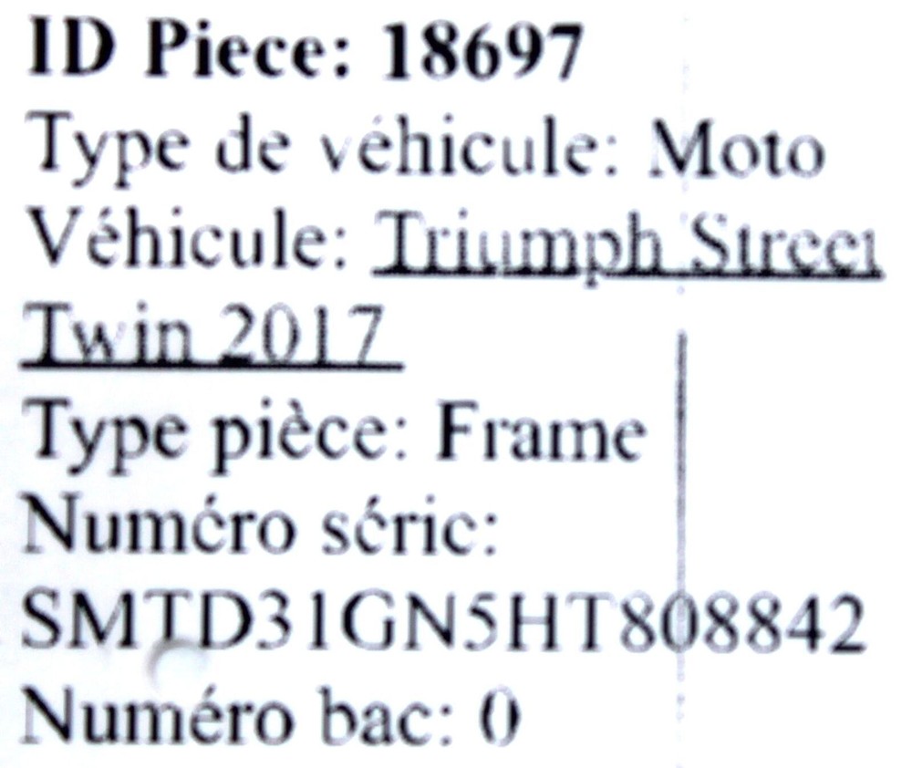 17 TRIUMPH STREET TWIN CRUISER FRAME CHASSIS