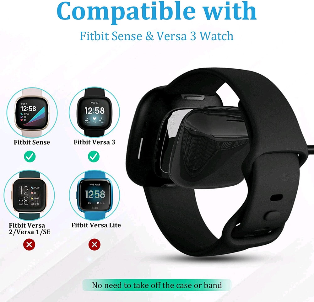 2Pack Wireless Charger For Fitbit Sense 2 Versa 4 3 Watch USB Fast Charging Dock