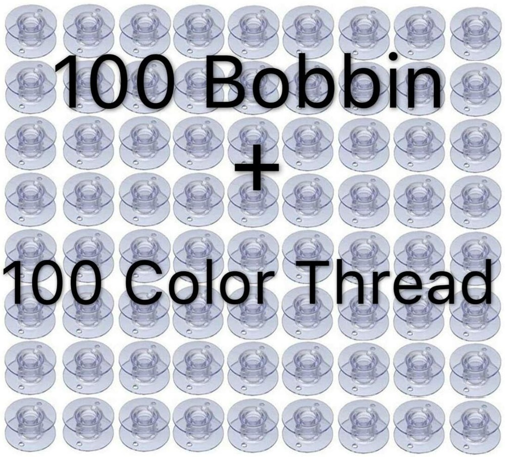 PeavyTailor 100 Pcs/Colors Prewound Sewing Bobbins (40 Weight Polyester Thread)