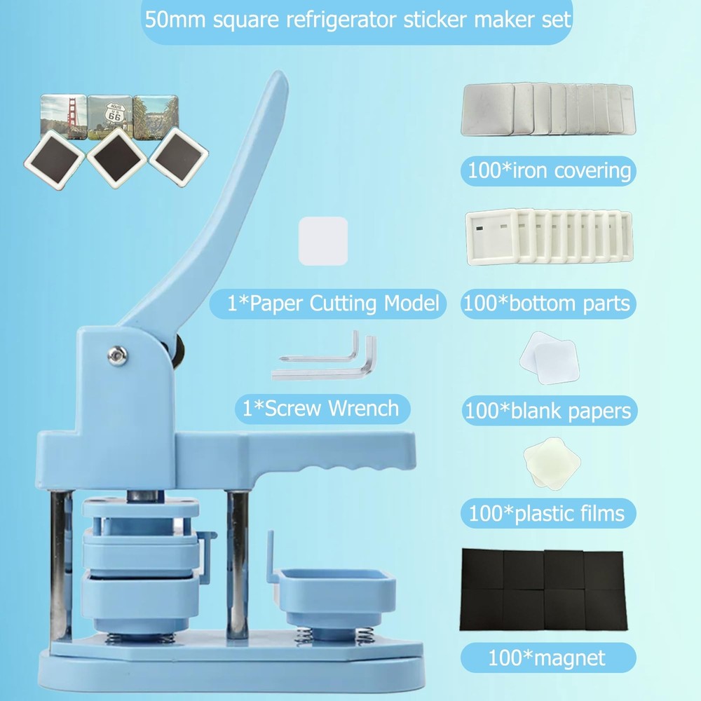 Square-Shaped Button Maker Machine,50mm/1.97 inch Square Fridge Magnet Maker ...