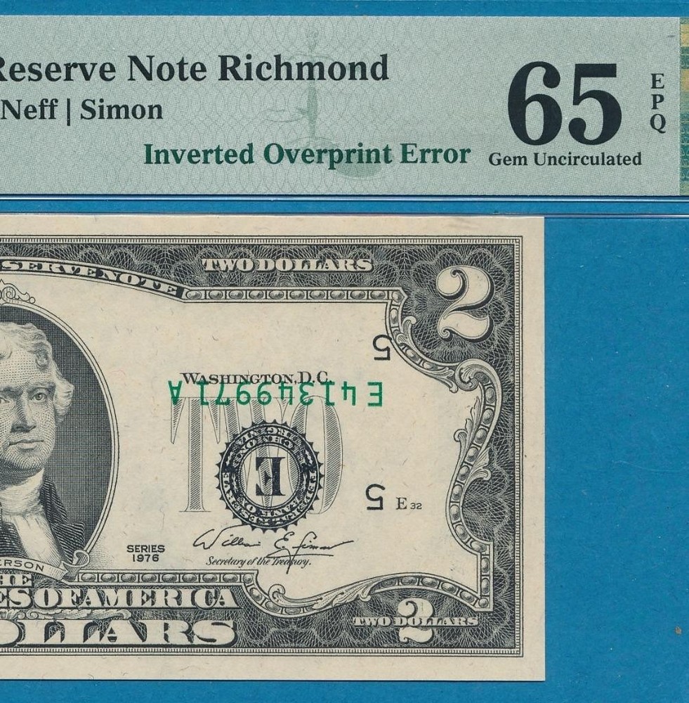 $2.00 1976 THIRD PRINTING INVERTED SEALS & SERIAL NUMBERS ERROR PMG 65EPQ